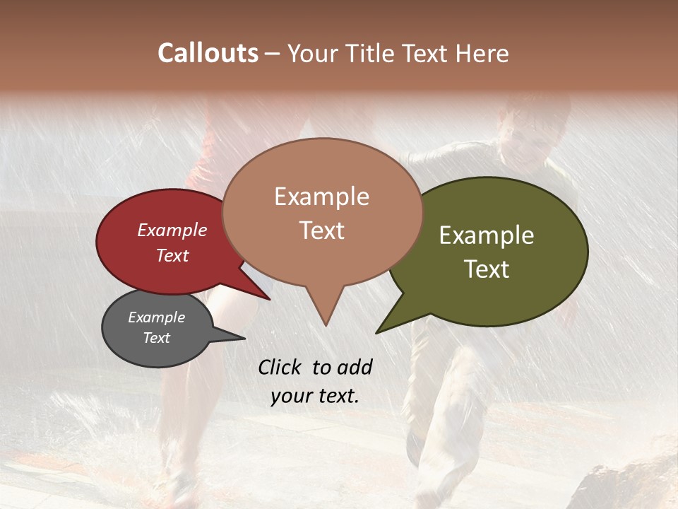 The Girl With The Boy Run Under A Down-Pour Rain PowerPoint Template