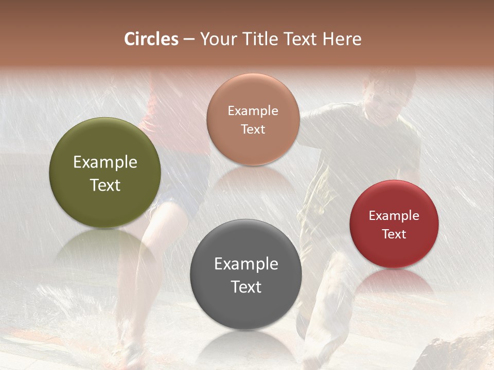 The Girl With The Boy Run Under A Down-Pour Rain PowerPoint Template