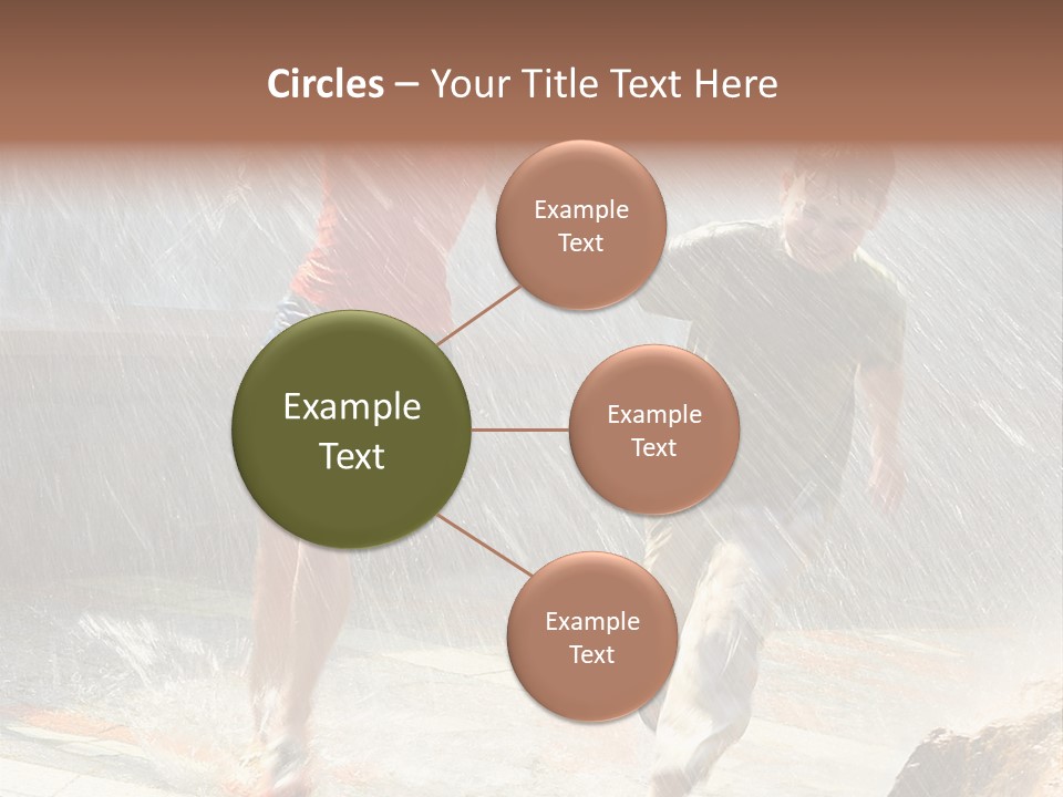 The Girl With The Boy Run Under A Down-Pour Rain PowerPoint Template