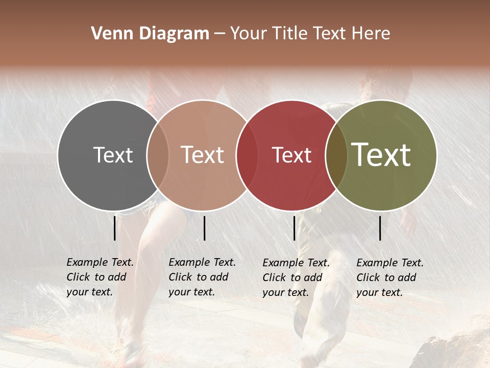 The Girl With The Boy Run Under A Down-Pour Rain PowerPoint Template