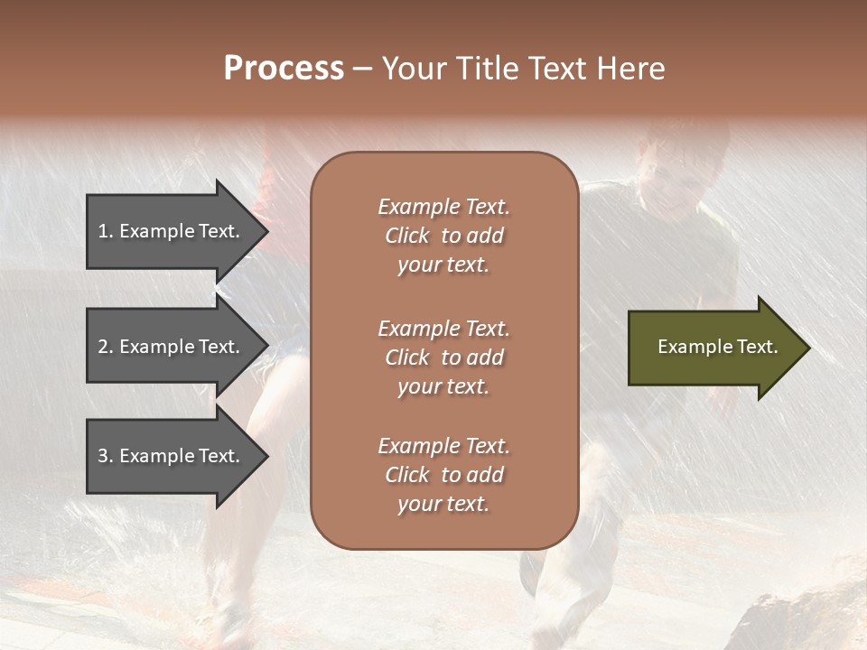 The Girl With The Boy Run Under A Down-Pour Rain PowerPoint Template