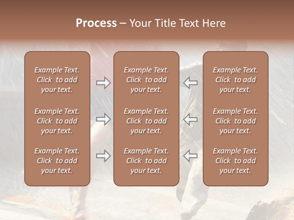 The Girl With The Boy Run Under A Down-Pour Rain PowerPoint Template