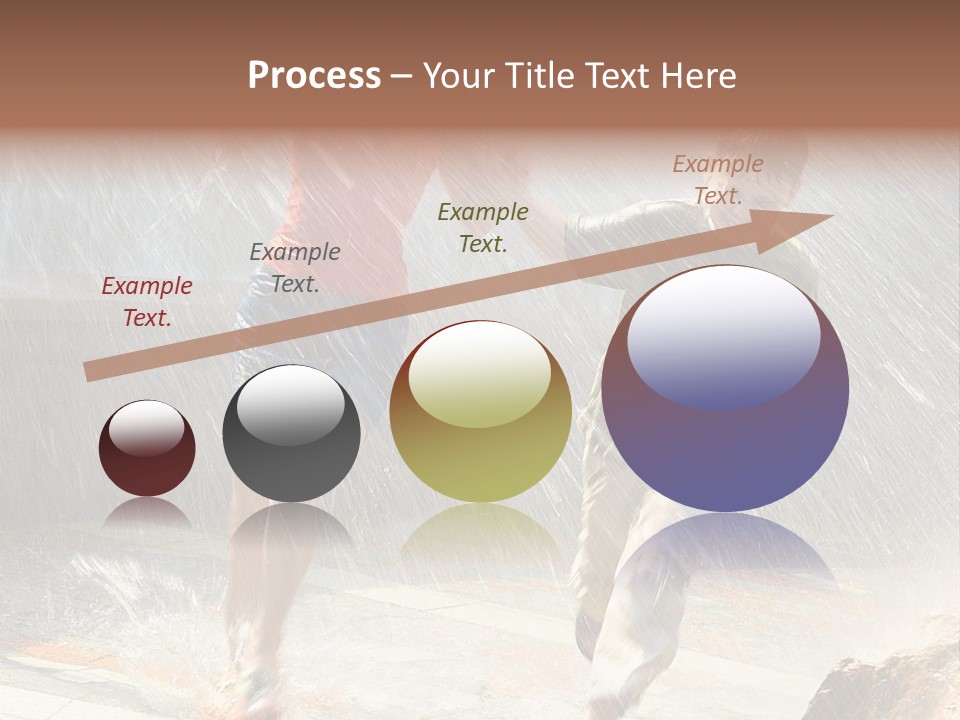 The Girl With The Boy Run Under A Down-Pour Rain PowerPoint Template