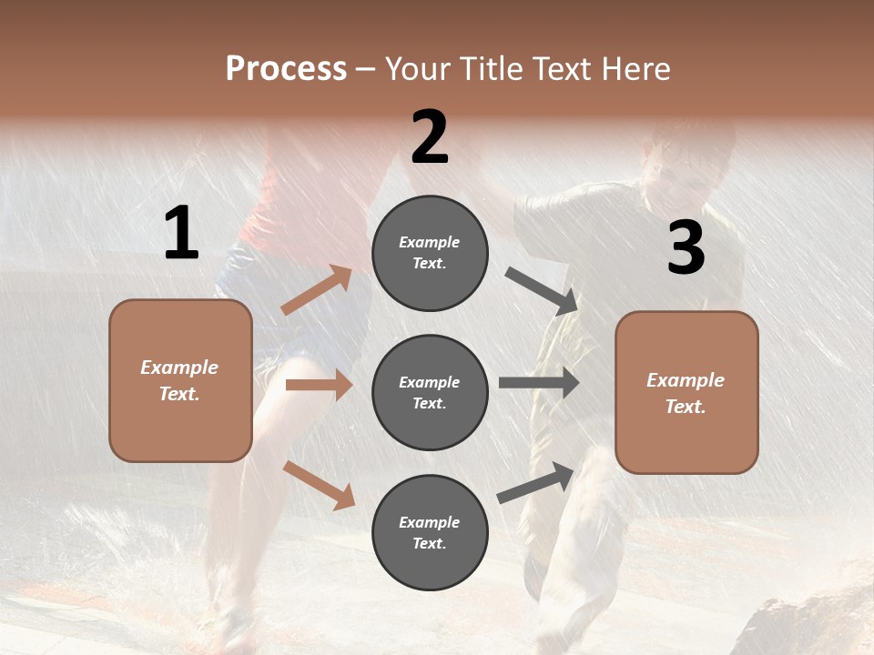 The Girl With The Boy Run Under A Down-Pour Rain PowerPoint Template