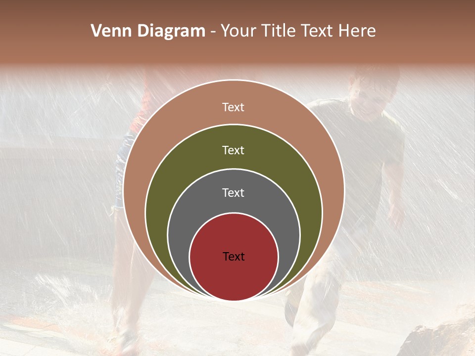 The Girl With The Boy Run Under A Down-Pour Rain PowerPoint Template