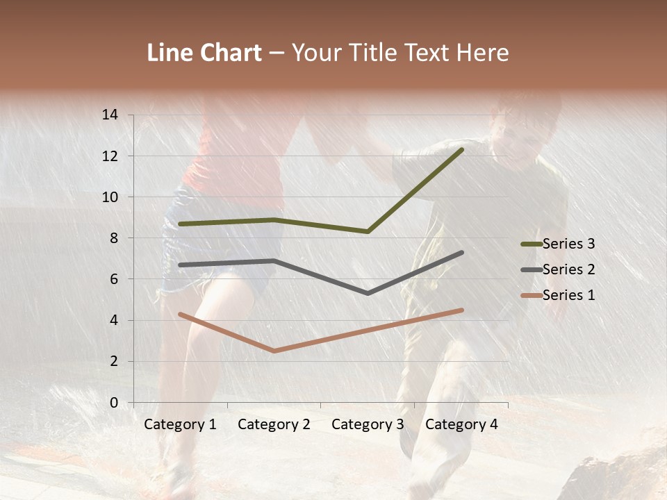 The Girl With The Boy Run Under A Down-Pour Rain PowerPoint Template