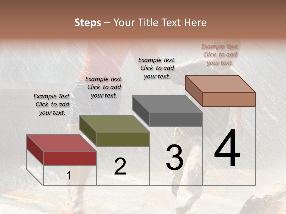 The Girl With The Boy Run Under A Down-Pour Rain PowerPoint Template