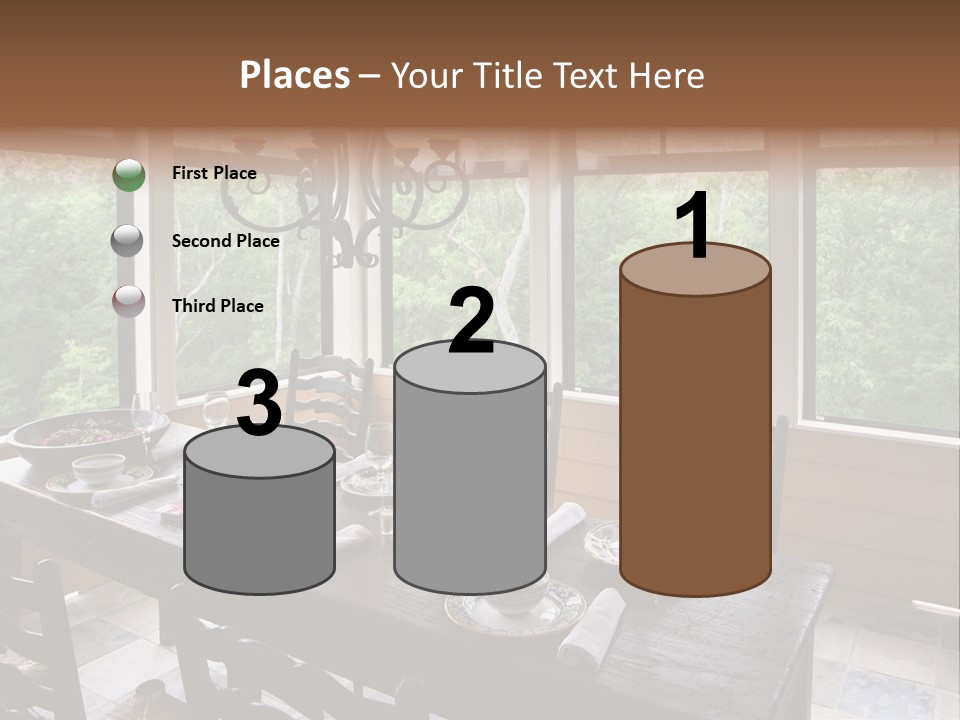 A Rustic Yet Classy Outdoor Dining Setup On A Screened Porch. PowerPoint Template