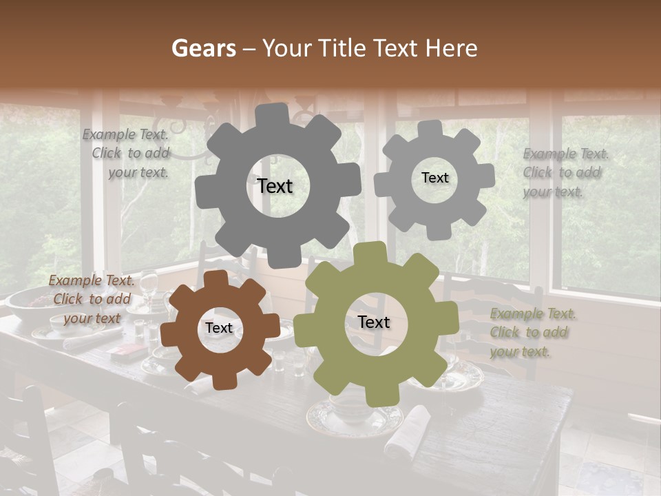 A Rustic Yet Classy Outdoor Dining Setup On A Screened Porch. PowerPoint Template