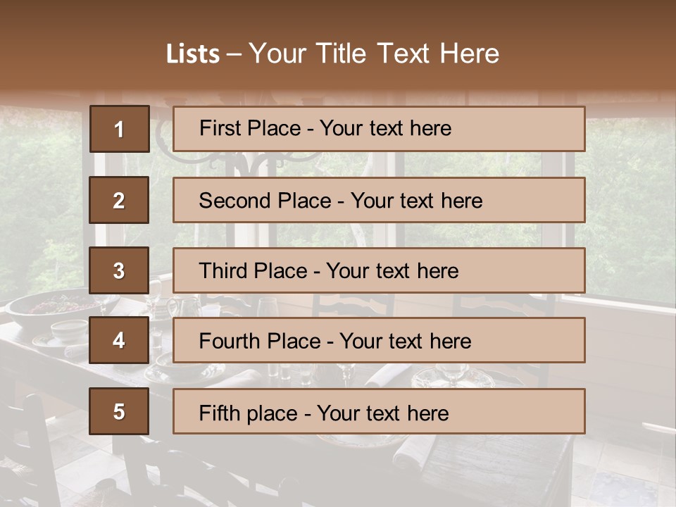 A Rustic Yet Classy Outdoor Dining Setup On A Screened Porch. PowerPoint Template