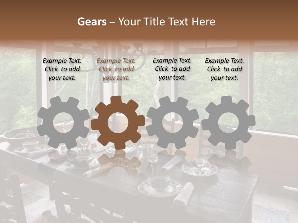 A Rustic Yet Classy Outdoor Dining Setup On A Screened Porch. PowerPoint Template