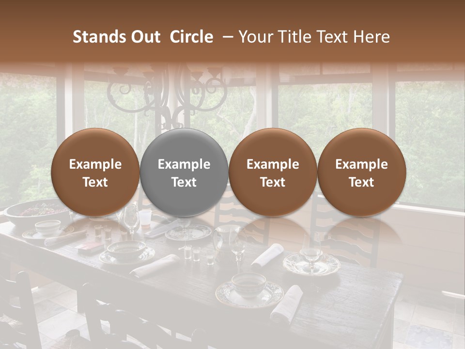 A Rustic Yet Classy Outdoor Dining Setup On A Screened Porch. PowerPoint Template