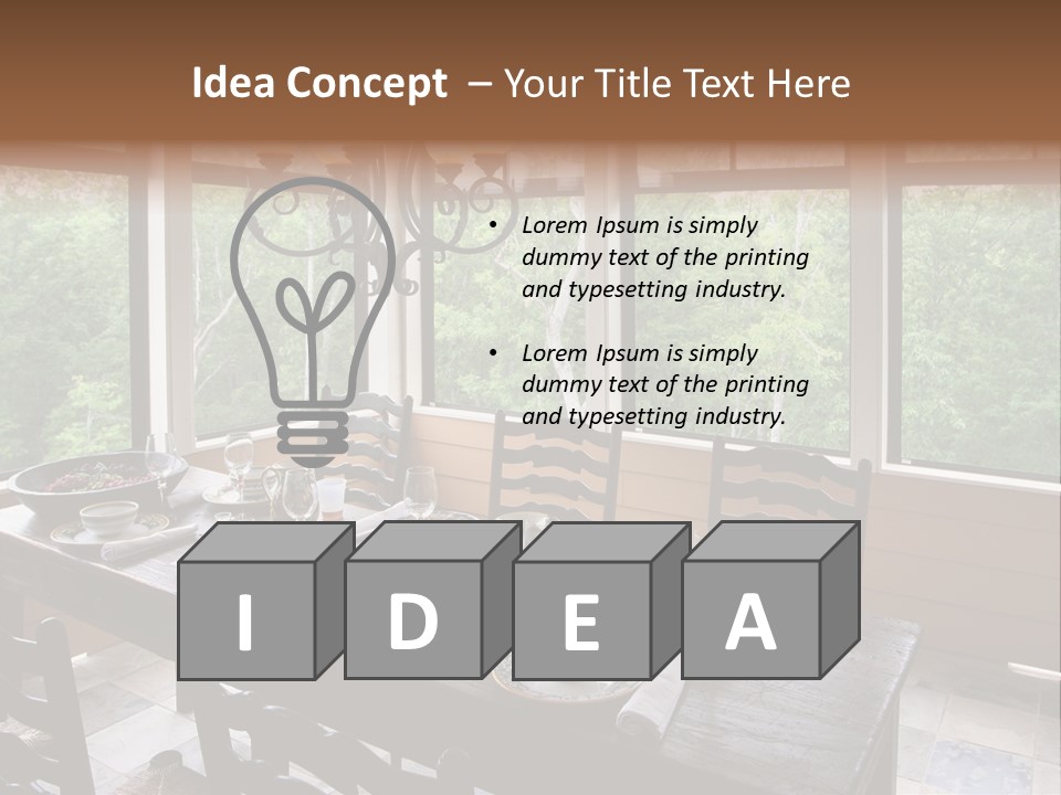 A Rustic Yet Classy Outdoor Dining Setup On A Screened Porch. PowerPoint Template