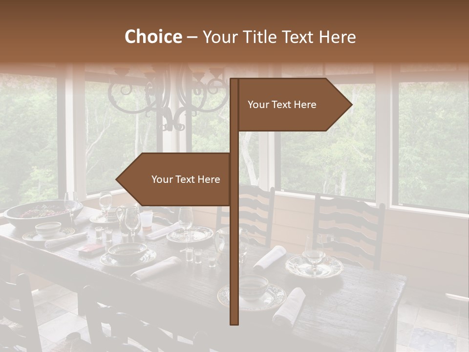 A Rustic Yet Classy Outdoor Dining Setup On A Screened Porch. PowerPoint Template