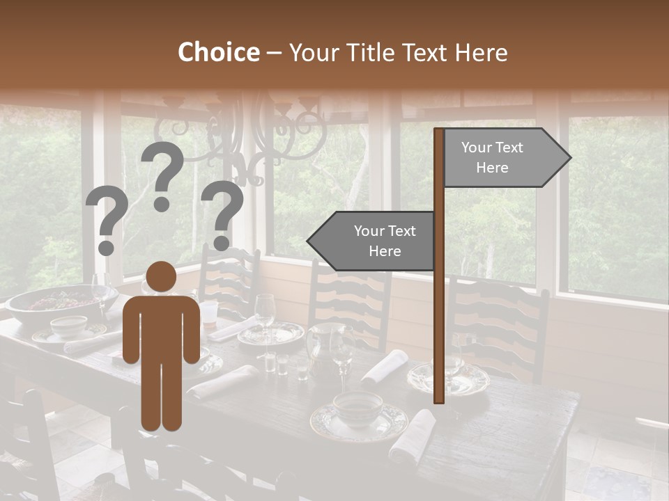 A Rustic Yet Classy Outdoor Dining Setup On A Screened Porch. PowerPoint Template