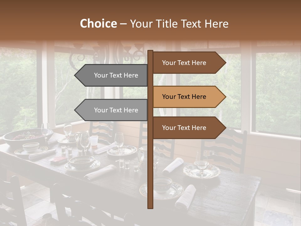 A Rustic Yet Classy Outdoor Dining Setup On A Screened Porch. PowerPoint Template