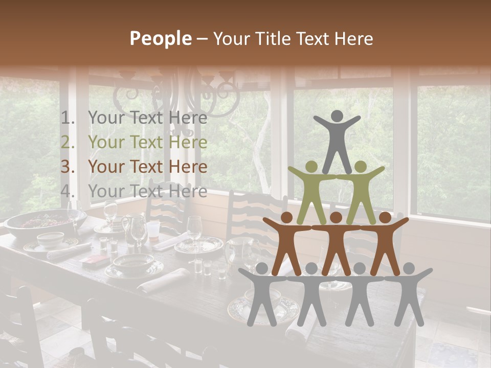 A Rustic Yet Classy Outdoor Dining Setup On A Screened Porch. PowerPoint Template