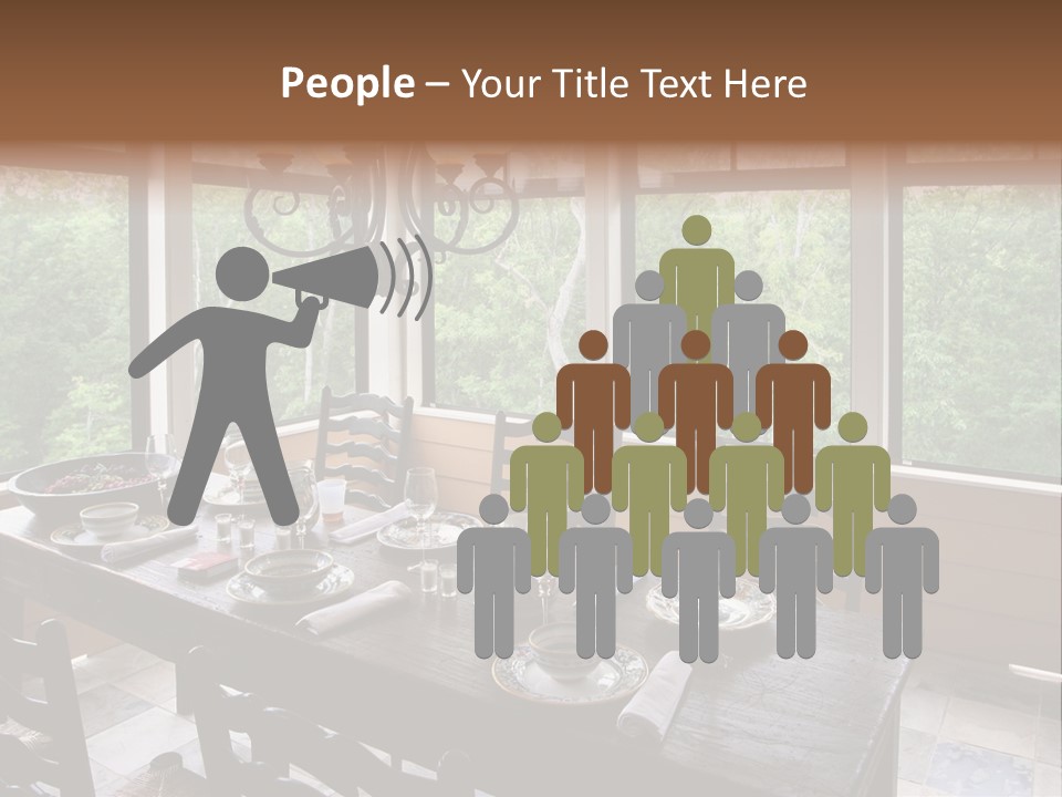 A Rustic Yet Classy Outdoor Dining Setup On A Screened Porch. PowerPoint Template