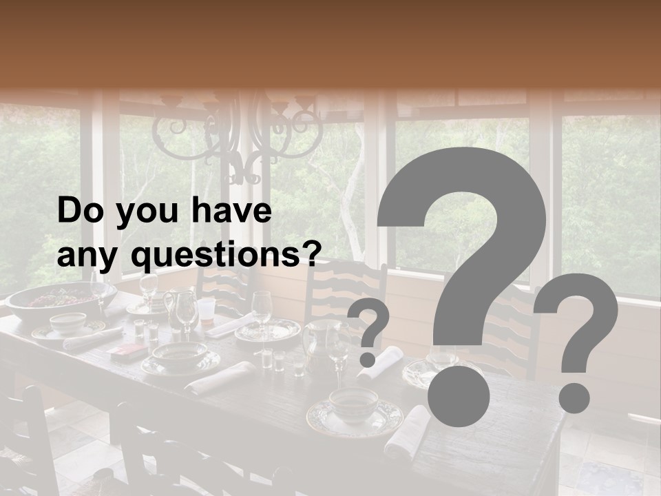 A Rustic Yet Classy Outdoor Dining Setup On A Screened Porch. PowerPoint Template