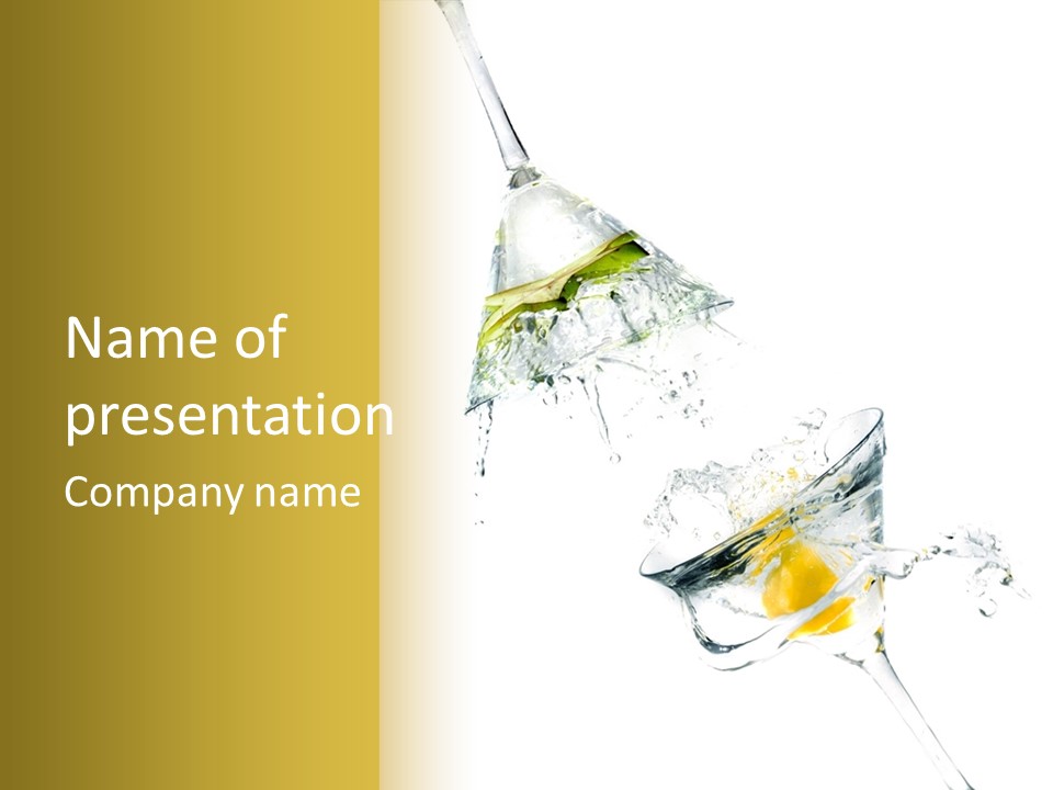 Splashing Carambola Into A Martini Glass PowerPoint Template