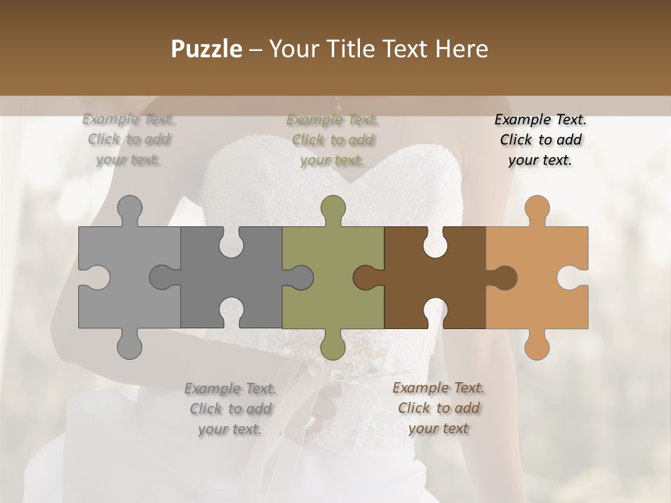 A Woman In A Wedding Dress Is Posing For A Picture PowerPoint Template