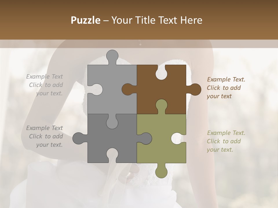 A Woman In A Wedding Dress Is Posing For A Picture PowerPoint Template