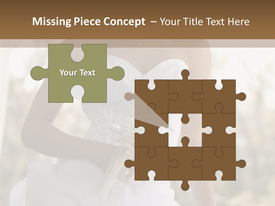 A Woman In A Wedding Dress Is Posing For A Picture PowerPoint Template