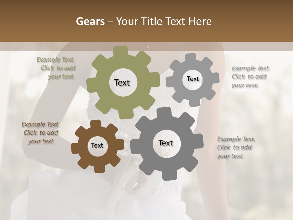 A Woman In A Wedding Dress Is Posing For A Picture PowerPoint Template