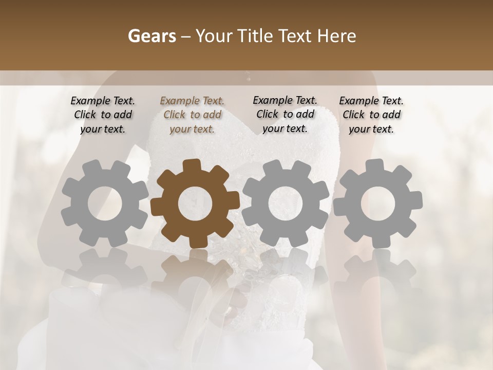 A Woman In A Wedding Dress Is Posing For A Picture PowerPoint Template