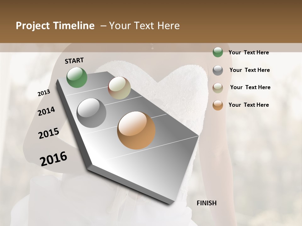 A Woman In A Wedding Dress Is Posing For A Picture PowerPoint Template