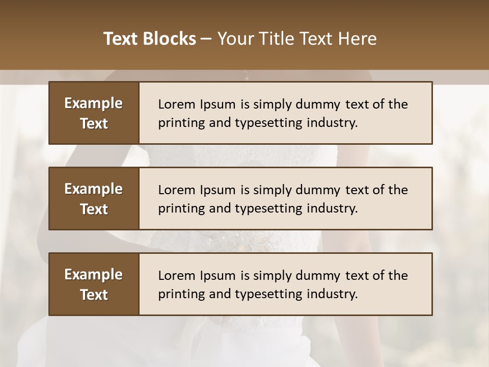 A Woman In A Wedding Dress Is Posing For A Picture PowerPoint Template