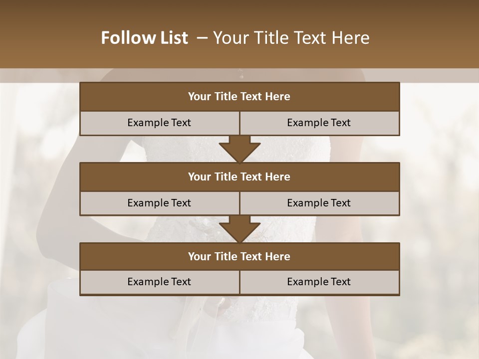 A Woman In A Wedding Dress Is Posing For A Picture PowerPoint Template
