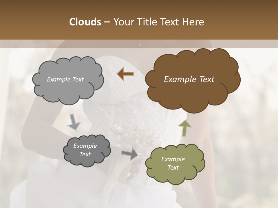 A Woman In A Wedding Dress Is Posing For A Picture PowerPoint Template