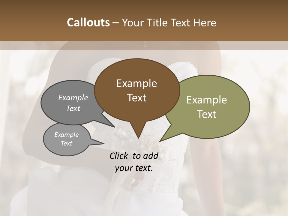 A Woman In A Wedding Dress Is Posing For A Picture PowerPoint Template