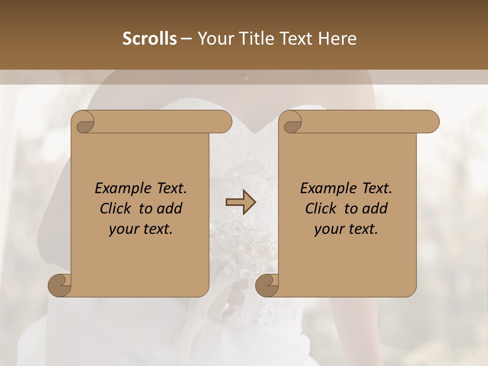 A Woman In A Wedding Dress Is Posing For A Picture PowerPoint Template