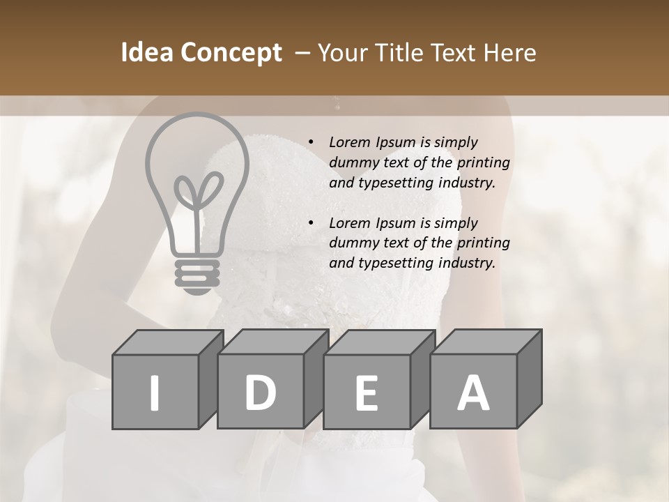 A Woman In A Wedding Dress Is Posing For A Picture PowerPoint Template