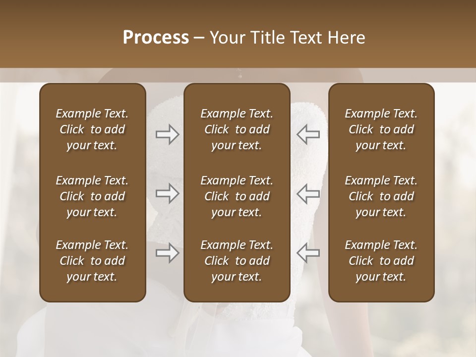 A Woman In A Wedding Dress Is Posing For A Picture PowerPoint Template
