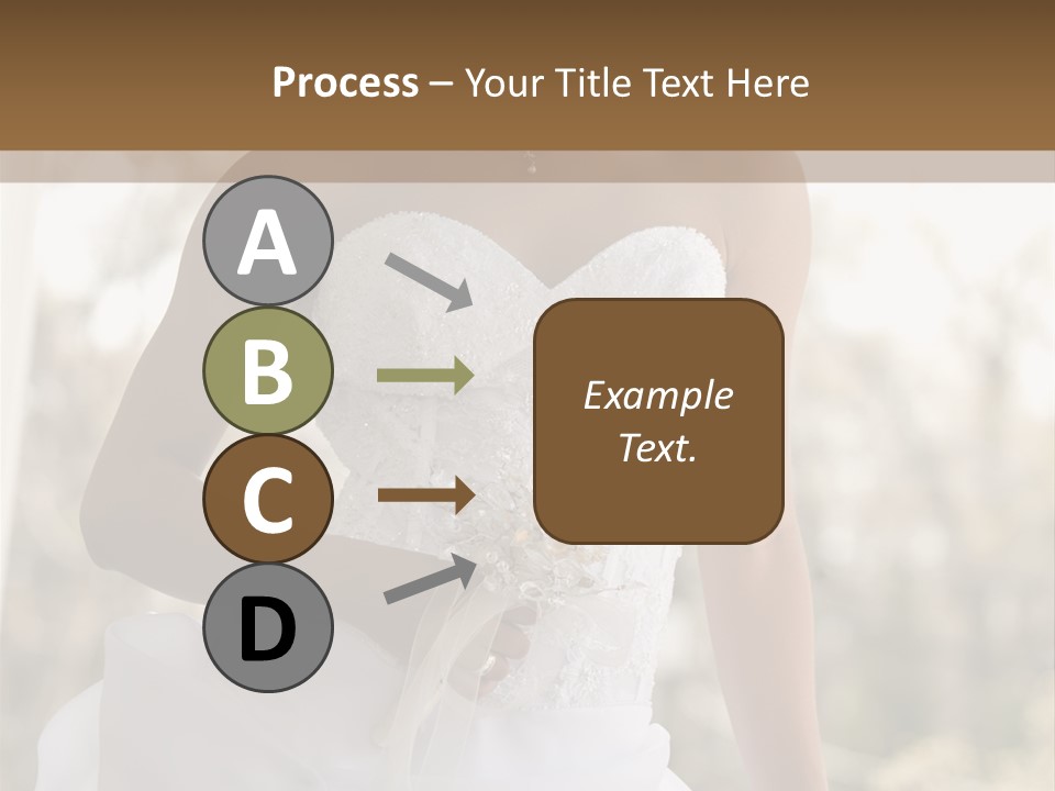 A Woman In A Wedding Dress Is Posing For A Picture PowerPoint Template