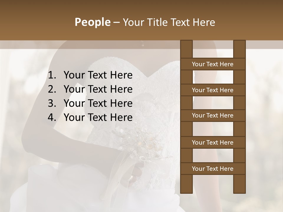 A Woman In A Wedding Dress Is Posing For A Picture PowerPoint Template