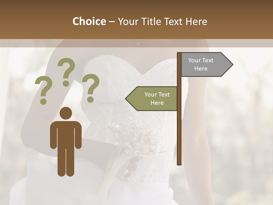 A Woman In A Wedding Dress Is Posing For A Picture PowerPoint Template