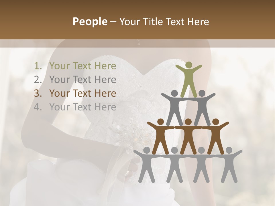 A Woman In A Wedding Dress Is Posing For A Picture PowerPoint Template