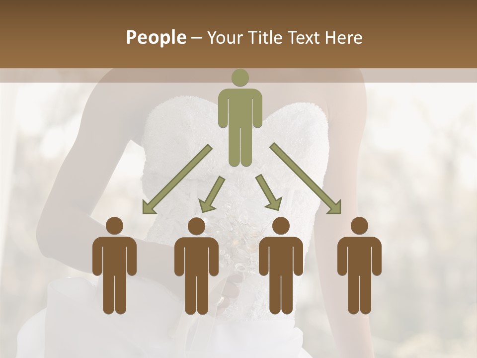 A Woman In A Wedding Dress Is Posing For A Picture PowerPoint Template