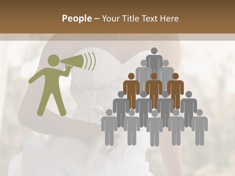 A Woman In A Wedding Dress Is Posing For A Picture PowerPoint Template