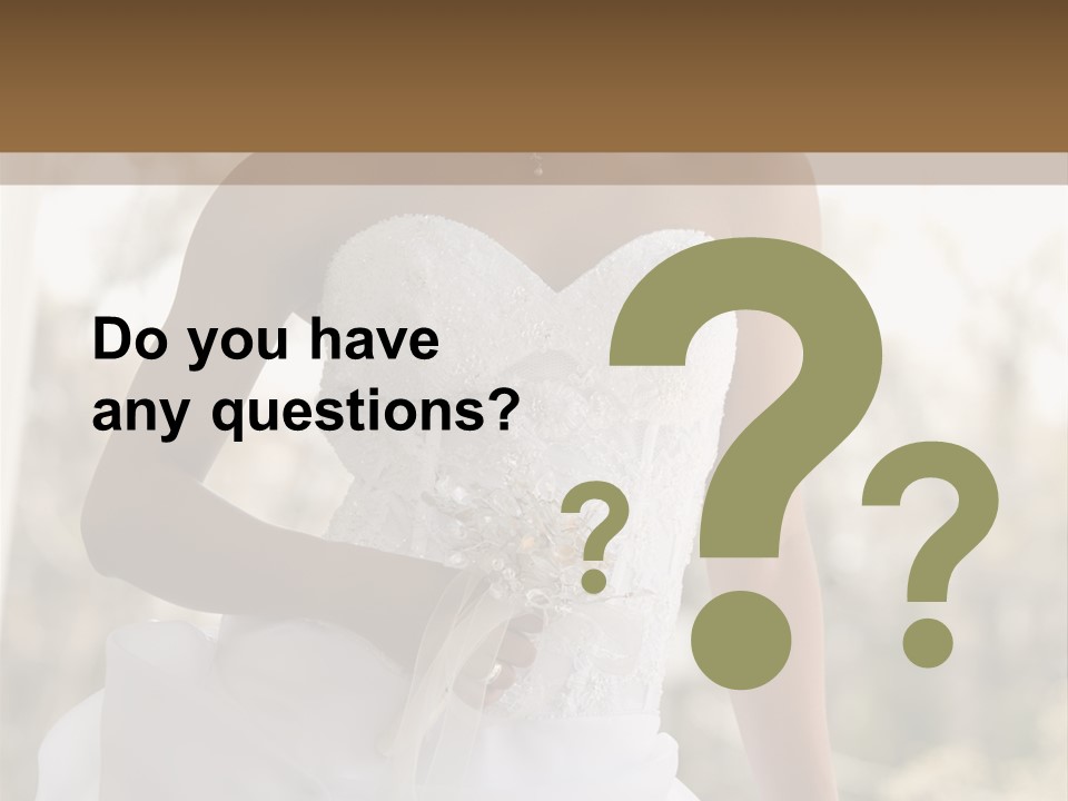A Woman In A Wedding Dress Is Posing For A Picture PowerPoint Template
