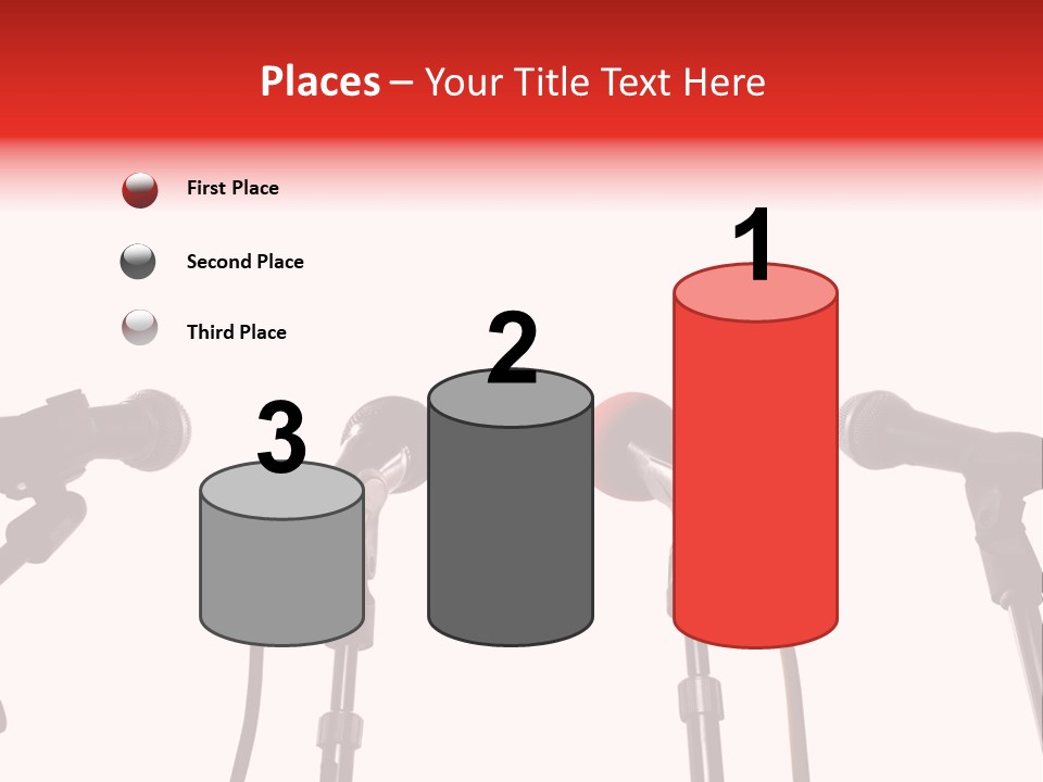 A Row Of Microphones With A Red Cord PowerPoint Template