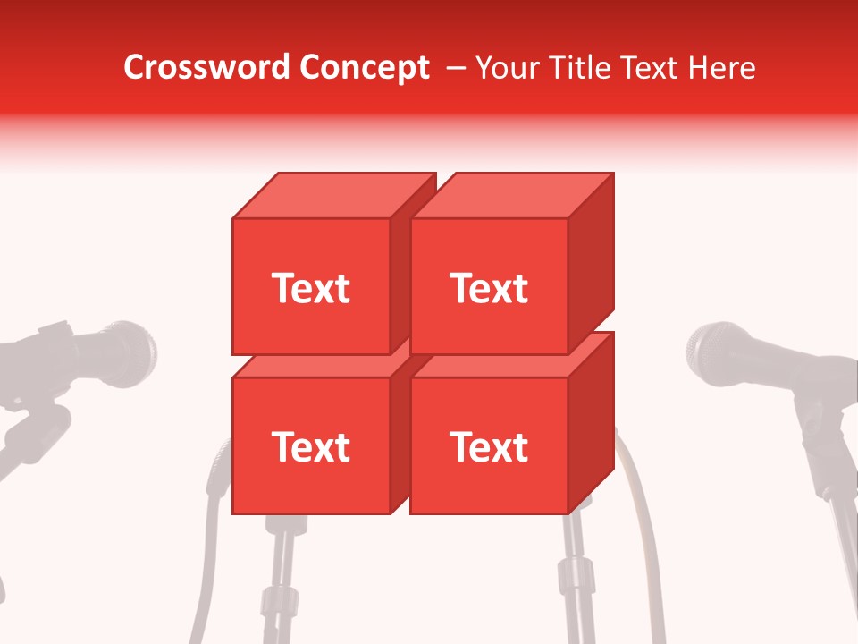 A Row Of Microphones With A Red Cord PowerPoint Template