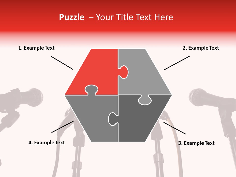 A Row Of Microphones With A Red Cord PowerPoint Template