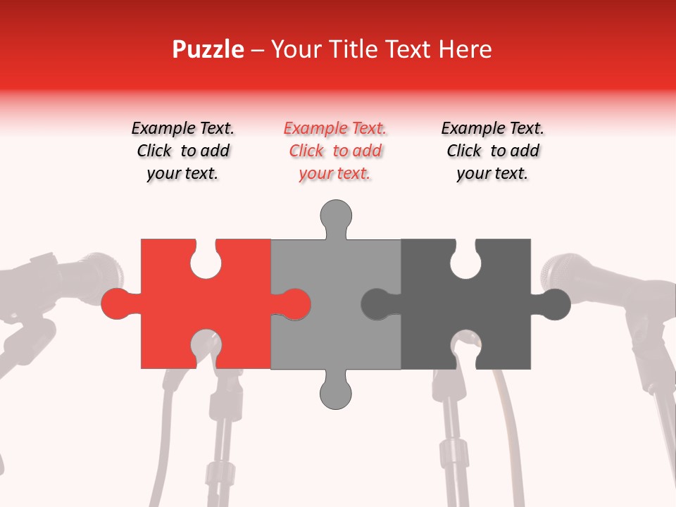 A Row Of Microphones With A Red Cord PowerPoint Template