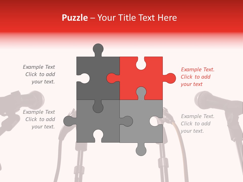 A Row Of Microphones With A Red Cord PowerPoint Template