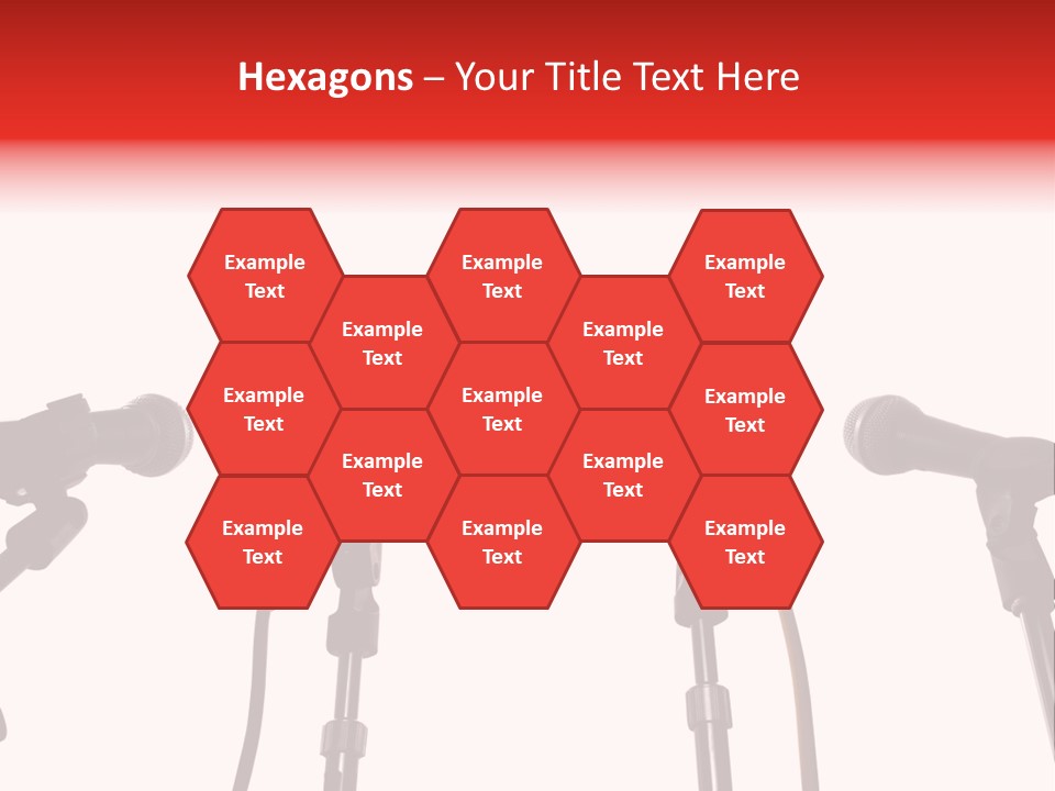 A Row Of Microphones With A Red Cord PowerPoint Template